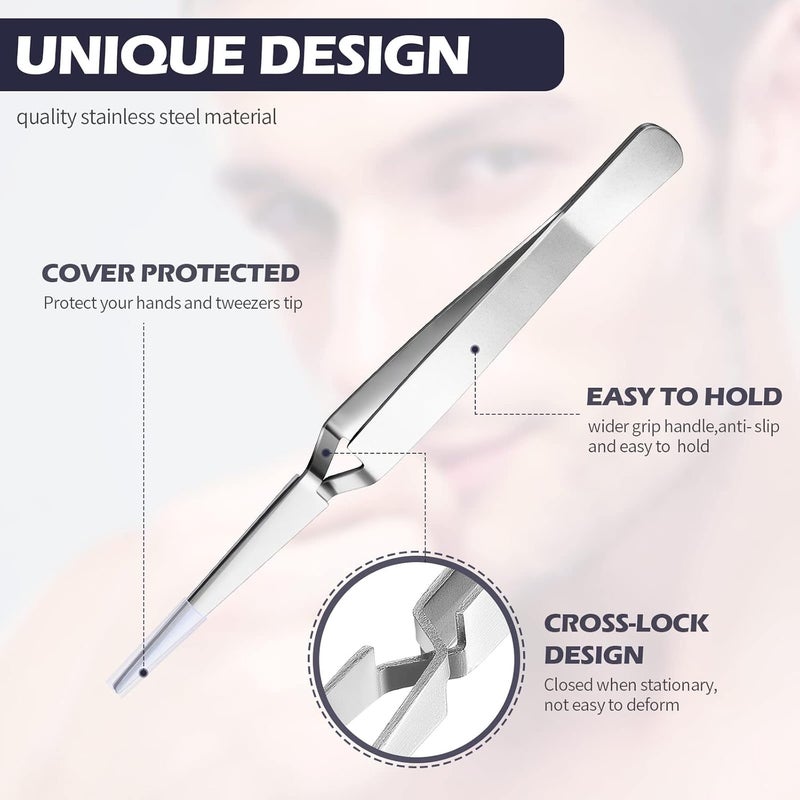 Minatee 3 Pieces Reverse Tweezers for Crafting Cross Locking Electronics Tweezers Reverse Action Forceps Tension Stainless Steel Craft Jewelry Electronics Laboratory - Image 3